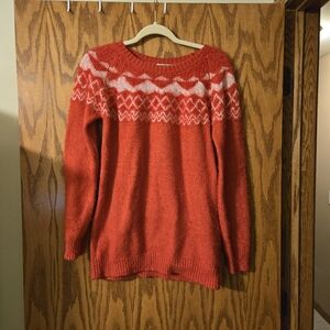 Cozy Red Patterned Women's Sweater